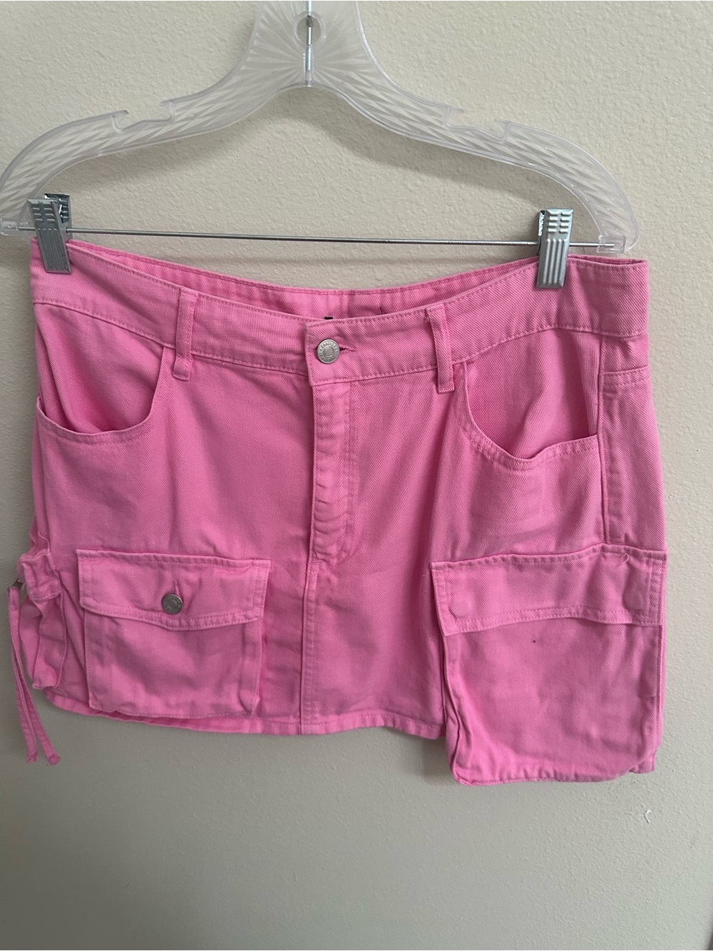 Women’s Pink Cargo Pocket Mini Skirt Size XL